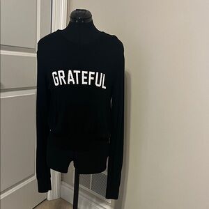 SPIRITUAL GANGSTER Grateful Black Knit Cotton Sweater